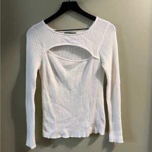 Sanctuary Ivory Ribbed Long Sleeve Top